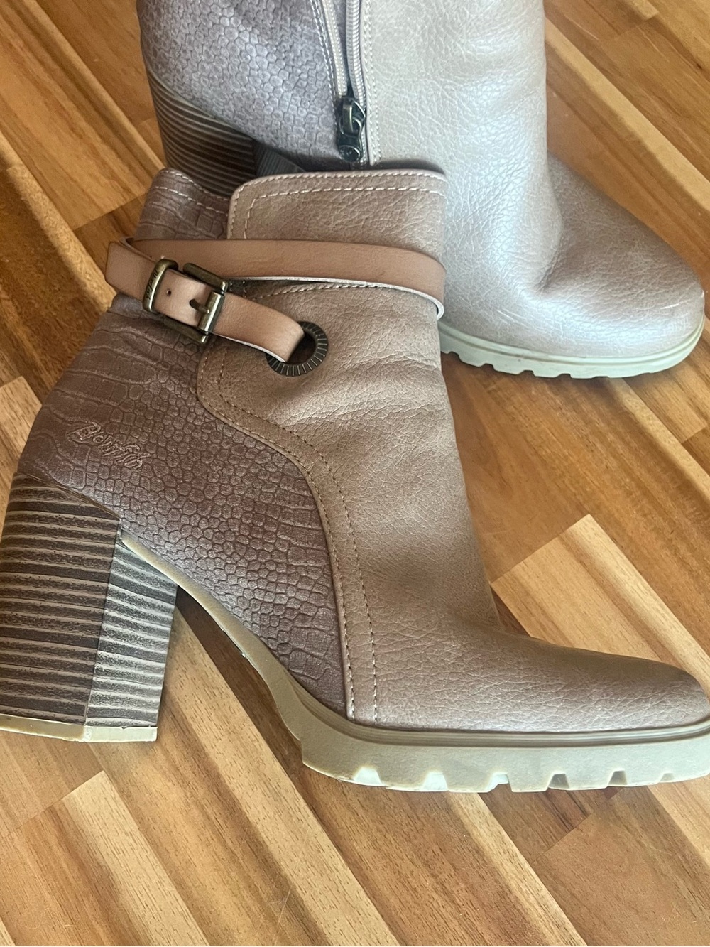 Blowfish Chunky Heel Ankle Boots in Taupe - Picture 6 of 11